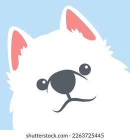 Cute samoyed dog face, vector illustration