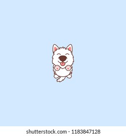 Cute samoyed dog jumping, vector illustration