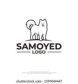 Cute samoyed dog logo with white background