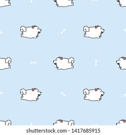 Cute samoyed dog running cartoon seamless pattern, vector illustration