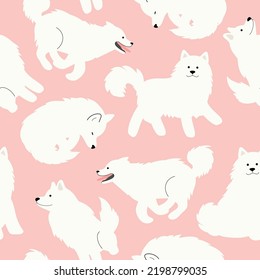 Cute Samoyed dog seamless pattern background vector illustration