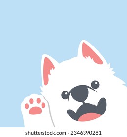 Cute samoyed dog waving paw, vector illustration