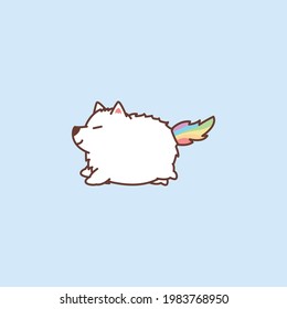 Cute samoyed unicon cartoon icon, vector illustration