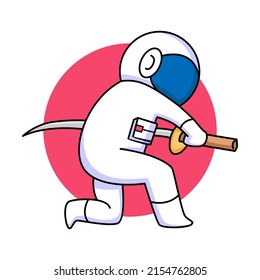 cute samurai astronaut cartoon design