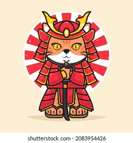 Cute Samurai Cat Wearing Armour