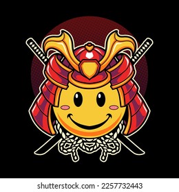 Cute Samurai Emoji Vektorgrafik