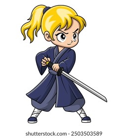 Cute samurai warrior boy cartoon