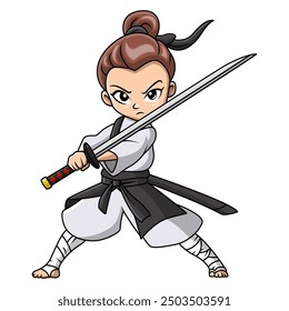 Cute samurai warrior boy cartoon