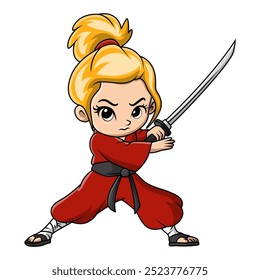 Cute samurai warrior kid cartoon