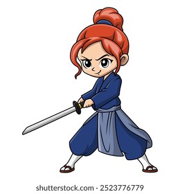 Cute samurai warrior kid cartoon