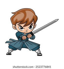 Cute samurai warrior kid cartoon