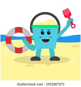 cute sand bucket cartoon of vetor illustration