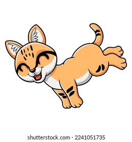 Cute sand cat cartoon jumping