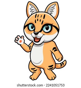 Cute sand cat cartoon waving hand