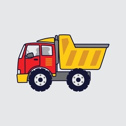 Cute Sand Truck Car, Cartoon Vector Illustration