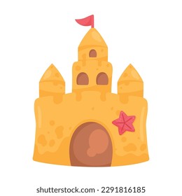 Cute sandcastle design over white