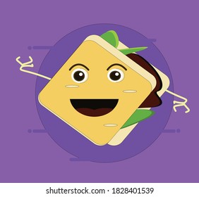 sándwich lindo para los vectores temáticos del desayuno