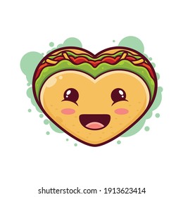 Caricatura De Bocadillo. Ilustración de iconos vectores. Concepto de icono de comida de desayuno en fondo blanco
