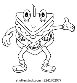 cute sandwich character vector. Suitable for food and beverage or as teaching materials for young learners.