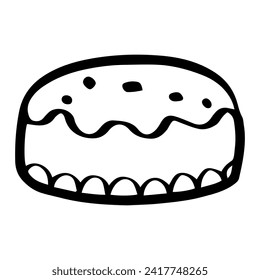 cute sandwich ice cream outline sweet dessert. Flat Design isolated colored clipart.