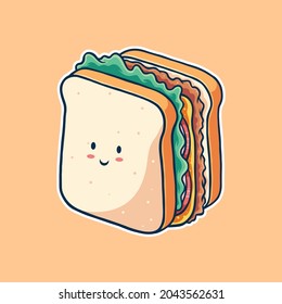 cute sandwich illustration vector design
