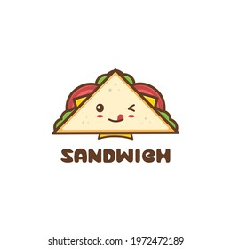 Cute sandwich mascot character. cartoon vector isolated on white background