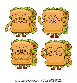 cute sandwich mascot character illustration