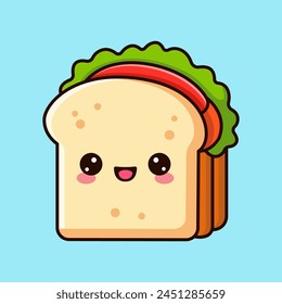 Cute sandwich vector icon illustration