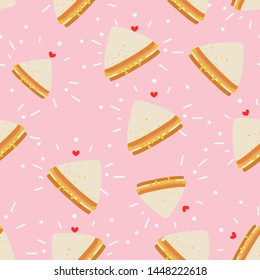 Cute sandwiches seamless pattern on pink background vector illustration. 