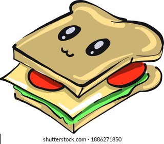 Cute sandwitch ,illustration,vector on white background