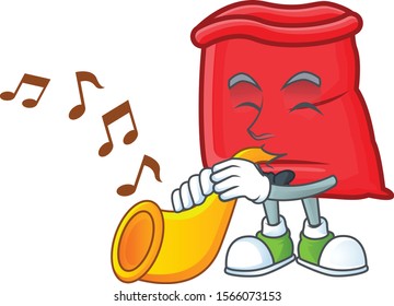 Cute santa bag open with trumpet mascot