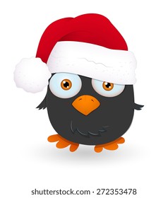 Cute Santa Bird Vector