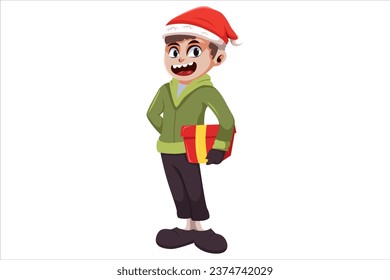 Cute Santa Boy Character Design Illustration