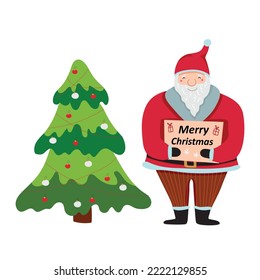 Cute santa in bright colors for postcards, banners, textiles. Vector illustration isolated on white background for your design and holiday decoration.