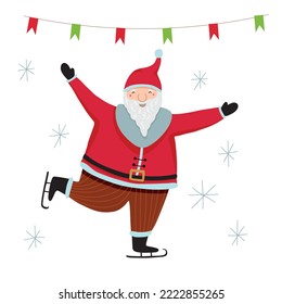 Cute santa in bright colors for postcards, banners, textiles. Vector illustration isolated on white background for your design and holiday decoration.