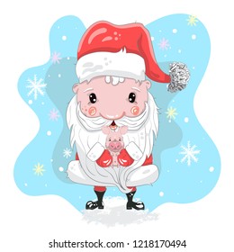 Cute Santa cartoon hand drawn vector illustration. Can be used for baby t-shirt print, fashion print design, children wear, baby shower celebration, greeting and invitation card.