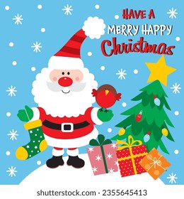 Cute Santa cartoon vector illustration