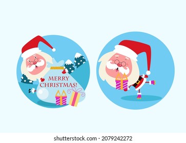 diseño plano de carácter lindo santa distribuyendo regalos