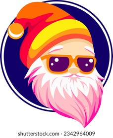 cute santa, cheerful old man in a new year costume with a thick beard, bright illustrations for a festive Christmas design, festive santa 