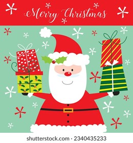 Cute Santa For Christmas Card, Gift Bag or Box Design