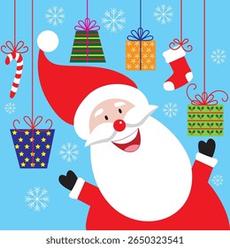 cute santa for christmas card, gift bag or box design