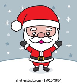 Cute santa christmas character in snowy scene