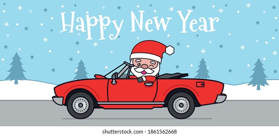 Cute Santa Christmas Character in snowy scene