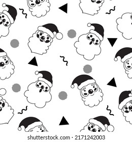 cute santa christmas decoration seamless pattern object wallpaper with white background.
