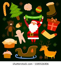 Cute Santa Christmas Elements Vector Graphics