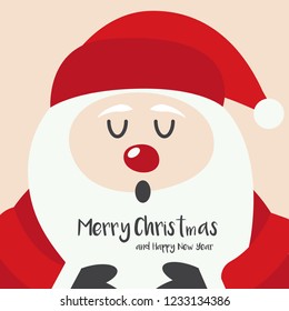 Cute santa christmas hoilday with hand drawn lettering