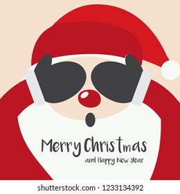 Cute santa christmas hoilday with hand drawn lettering