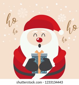 Cute santa christmas hoilday with hand drawn lettering