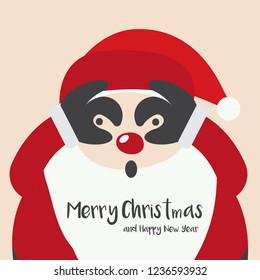 Cute santa christmas hoilday with hand drawn lettering