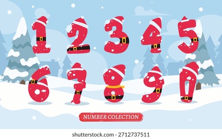 Vector de números de Navidades de Santa